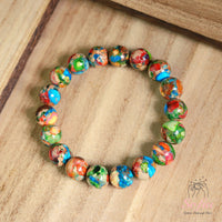 Floral Jasper Stretch Bracelet | Crystal Jewelry