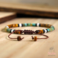 Tigers Eye & Turquoise Bracelet | Layering Gemstone Heishi Beaded Bracelets
