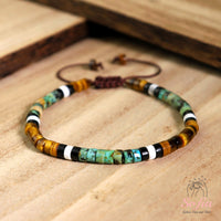 Tigers Eye & Turquoise Bracelet | Layering Gemstone Heishi Beaded Bracelets