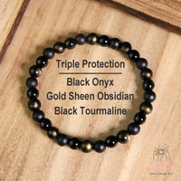 Triple Protection Bracelet | Obsidian & Onyx Crystal Jewelry