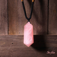 Rose Quartz Necklace | Boho Crystal Pendant Jewelry