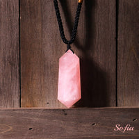 Rose Quartz Necklace | Boho Crystal Pendant Jewelry