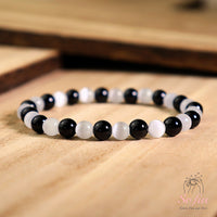 Selenite & Tourmaline Bracelet | Crystal Jewelry