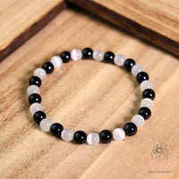 Selenite & Tourmaline Bracelet | Crystal Jewelry