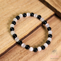 Selenite & Tourmaline Bracelet | Crystal Jewelry
