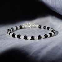 Selenite & Black Tourmaline Bracelet | Layering Gemstone Jewelry