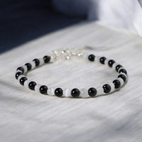 Selenite & Black Tourmaline Bracelet | Layering Gemstone Jewelry