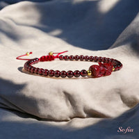 Garnet Bracelet Pixiu Charm | Delicate Layering Gemstone Jewelry