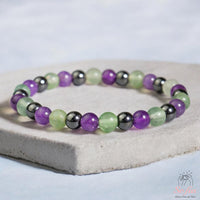 Amethyst & Fluorite Bracelet | Hematite Crystal Beaded Jewelry