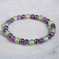 Amethyst & Fluorite Bracelet | Hematite Crystal Beaded Jewelry