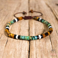 Tigers Eye & Turquoise Bracelet | Layering Gemstone Heishi Beaded Bracelets