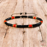Red Black Onyx Bracelet | Layering Gemstone Heishi Beaded Bracelets