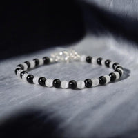 Selenite & Black Tourmaline Bracelet | Layering Gemstone Jewelry