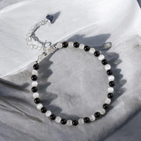 Selenite & Black Tourmaline Bracelet | Layering Gemstone Jewelry