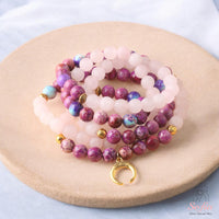 Jasper & Rose Quartz Necklace | 108 Mala Beads Jewelry