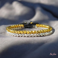 Kupferarmband mit Perlen | Zarter Lagen-Edelsteinschmuck