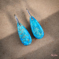 Blue Jasper Earrings | Boho Drop Earring | Crystal Jewelry