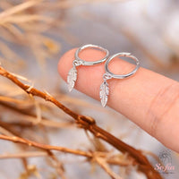 Dainty Silver Feather Stud Earrings | Minimalist Jewelry