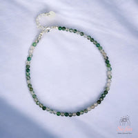 Moss Agate Anklet | 3MM Beads Dainty Crystal Jewelry