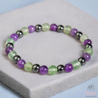 Amethyst & Fluorite Bracelet | Hematite Crystal Beaded Jewelry