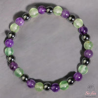 Amethyst & Fluorite Bracelet | Hematite Crystal Beaded Jewelry