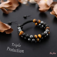 Triple Protection Bracelet Double Layer | Layering Gemstone Jewelry