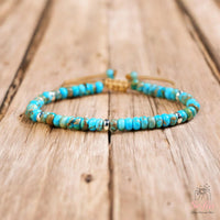 Turquoise Bracelet Rondelle Beads | Delicate Layering Gemstone Jewelry