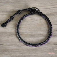 Amethyst Leather Bracelet | Beaded Crystal Jewelry