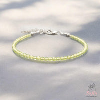 Peridot Anklet | 3MM Faceted Beads | Dainty Crystal Jewelry
