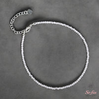 Moonstone Anklet | 3MM Faceted Beads | Dainty Crystal Jewelry
