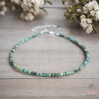 Turquoise Anklet | 3MM Faceted Beads | Dainty Crystal Jewelry