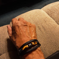 Tigers Eye Leather Bracelet | Protection Jewelry Magnetic