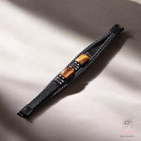 Tigers Eye Leather Bracelet | Protection Jewelry Magnetic