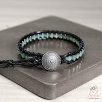 Green Aventurine Leather Bracelet | Beaded Crystal Jewelry