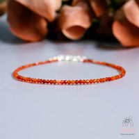 Carnelian Anklet | 3MM Faceted Beads | Crystal Jewelry