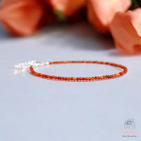 Carnelian Anklet | 3MM Faceted Beads | Crystal Jewelry
