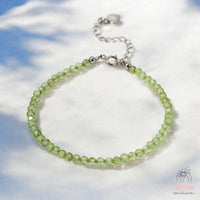 Peridot Anklet | 3MM Faceted Beads | Dainty Crystal Jewelry