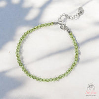 Peridot Anklet | 3MM Faceted Beads | Dainty Crystal Jewelry