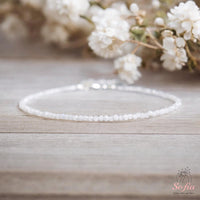 Moonstone Anklet | 3MM Faceted Beads | Dainty Crystal Jewelry
