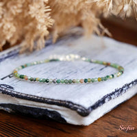 Indian Agate Anklet | 3MM Faceted Beads Dainty Crystal Jewelry