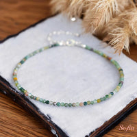 Indian Agate Anklet | 3MM Faceted Beads Dainty Crystal Jewelry