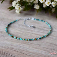 Turquoise Anklet | 3MM Faceted Beads | Dainty Crystal Jewelry