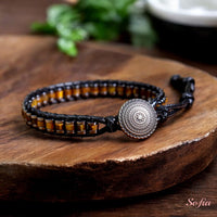 Tigers Eye Leather Bracelet | Beaded Crystal Jewelry