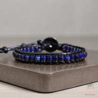 Lapis Lazuli Leather Bracelet | Beaded Crystal Jewelry