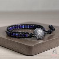 Lapis Lazuli Leather Bracelet | Beaded Crystal Jewelry