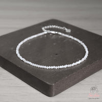 Moonstone Anklet | 3MM Faceted Beads | Dainty Crystal Jewelry