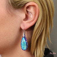 Blue & Purple Jasper Earrings | Boho Drop Earring | Crystal Jewelry
