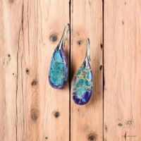 Blue & Purple Jasper Earrings | Boho Drop Earring | Crystal Jewelry