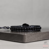 Obsidian Leather Bracelet | Beaded Crystal Jewelry