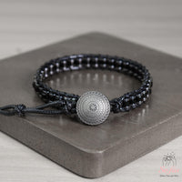 Obsidian Leather Bracelet | Beaded Crystal Jewelry